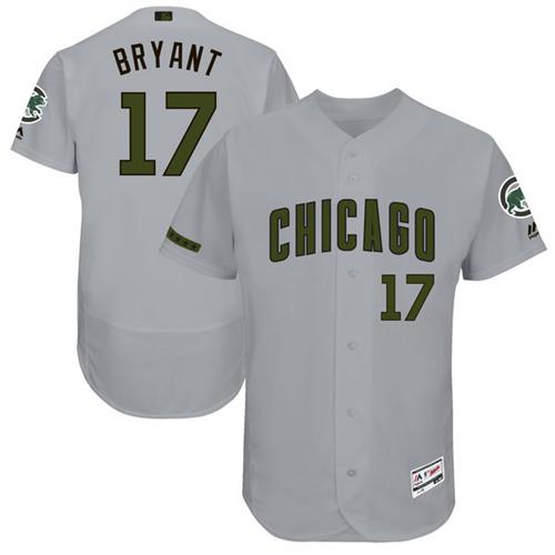 Cubs #17 Kris Bryant Grey Flexbase Authentic Collection Memorial Day Stitched MLB Jersey